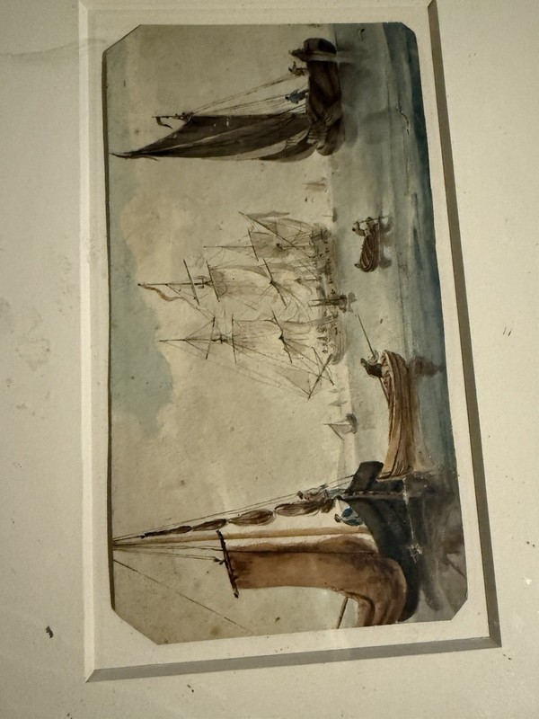 18th Century Samuel Atkins Water Color Painting On Paper Dated Between 1789-1808
