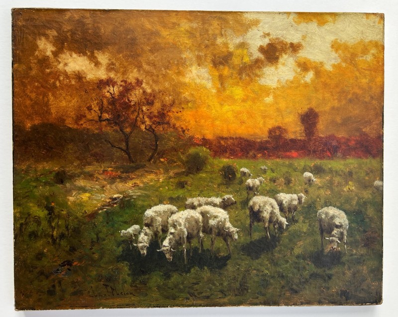 Luminist Sheep Grazing Under Blazing Sunset Charles T. Phelan 1840-1917 listedNY gallery