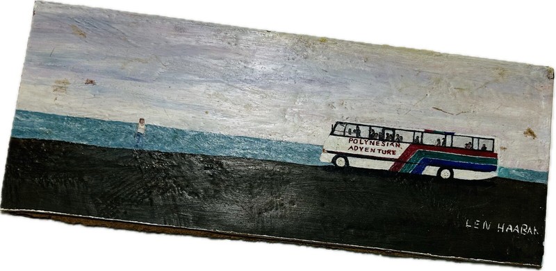 Polynesian Adventure Bus Tour Original Painting On Wood Signed By Len Haalran gallery