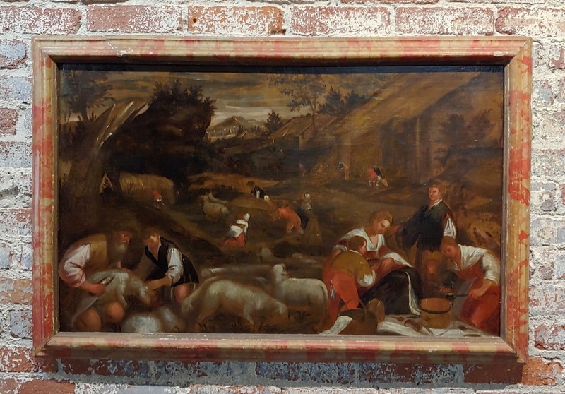 17th century Italian Old Master -Sheep Shearing -Oil painting