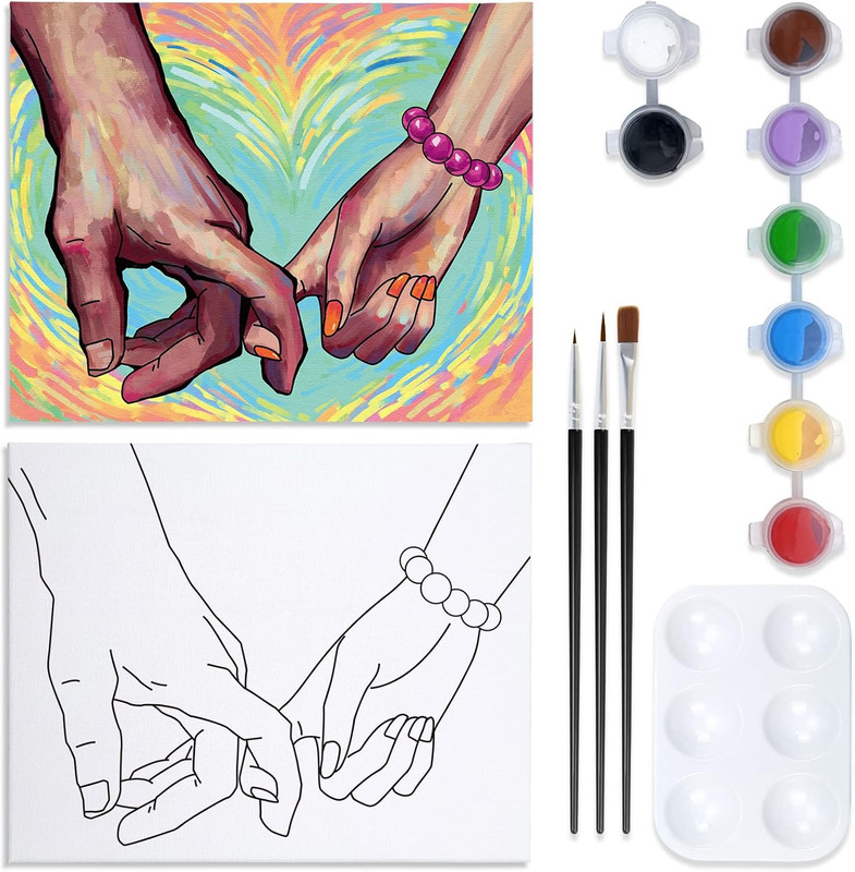 8X10 Canvas Painting Kit Pre Drawn Canvas for Painting Sip and Paint for Adults