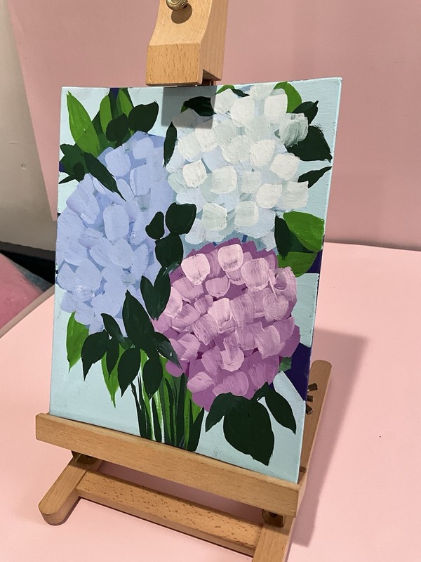 Original ACEO Acrylic Hydrangeas Abstract Flowers On Canvas Panel 8 X10” gallery
