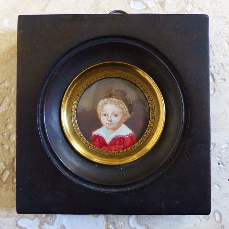 ANTIQUE EARLY 19th CENTURY HANDPAINTED CHILD MINIATURE 1820’s ( #2 )