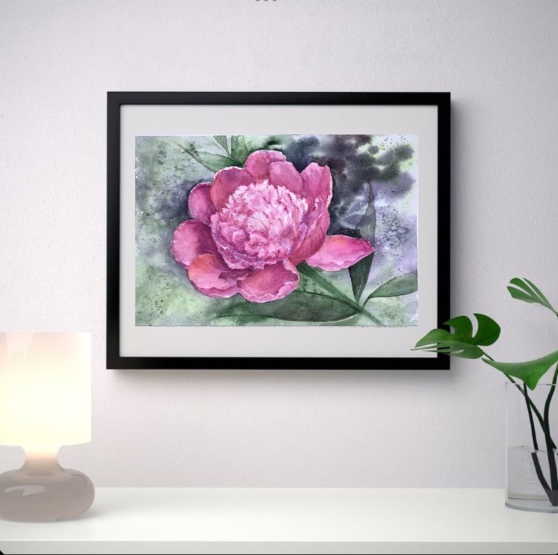 Original brand new watercolor «Pink glory” $50 Home decor art gift
