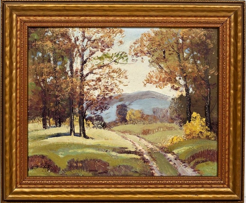 Ernest T. Fredericks (American, 1877-1959) Oil Painting «Fiery Autumn» c.1940