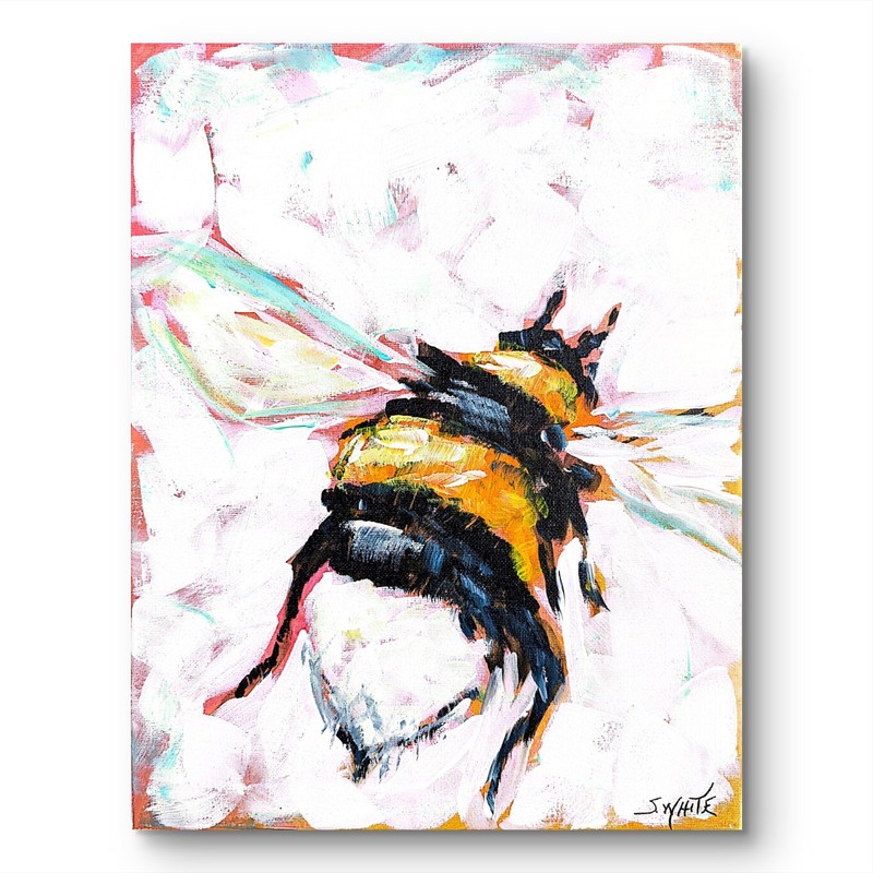 Bumblebee Original Painting Canvas Bumble Bee Insect Pop Art Gestural Expression gallery