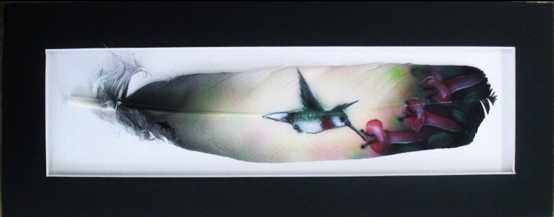 Hummingbird – Russ Abbott – Original Hand Painted Feather