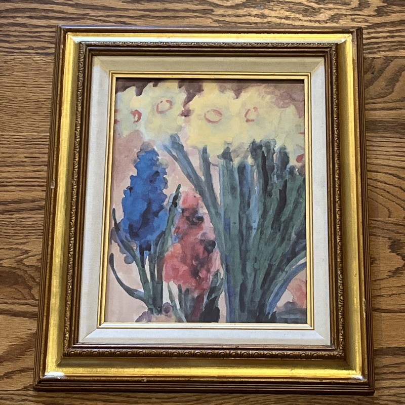 Narcissus And Hyacinths Flowers Emile Nolde 1950 47×35.3cm Watercolor Wood Frame