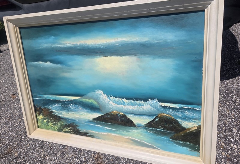 Hezekiah Baker (1940-2007) Original Seascape, Member Florida Highwaymen Large gallery
