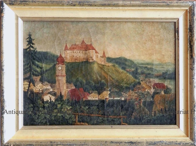 Ölbild WÖRTH AN DER DONAU 1830 Rarität Stadtdarstellung Bayern