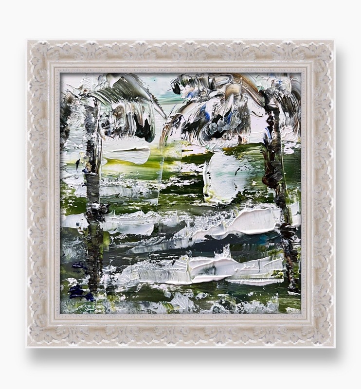 Modern Bali Landscape Painting • Abstract Palm Trees & Green Fields Original Art gallery