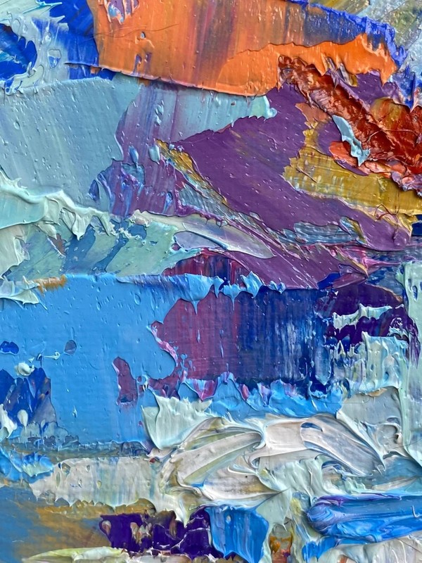 Impasto Sunrise Over an Ocean Seascape Oil Painting on Canvas Board 5x7 inches gallery