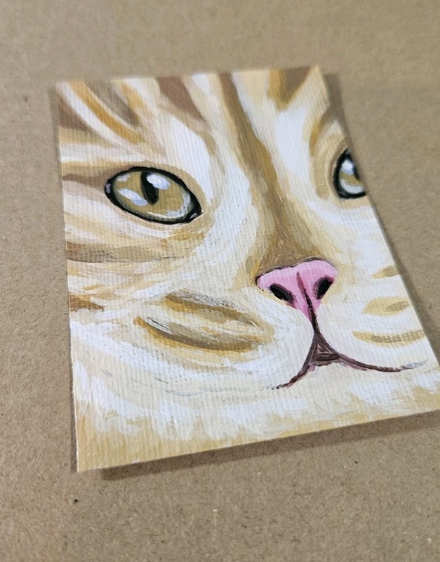 ACEO Ginger Tabby Cat Mini Painting Original Orange Cat Face Signed Acrylic Art gallery
