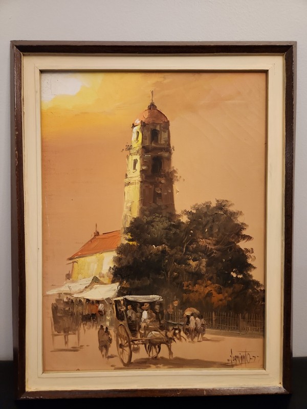 EDGARDO EDDIE SARMIENTO SIGNED ORIGINAL PAINTING 1977 VINTAGE OIL ON CANVAS