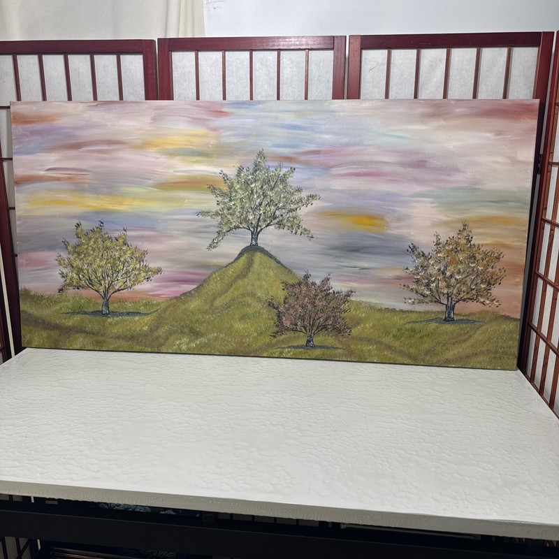 acrylic painting Original by artist 24×48 Landscape Tree Abstract Multicolor