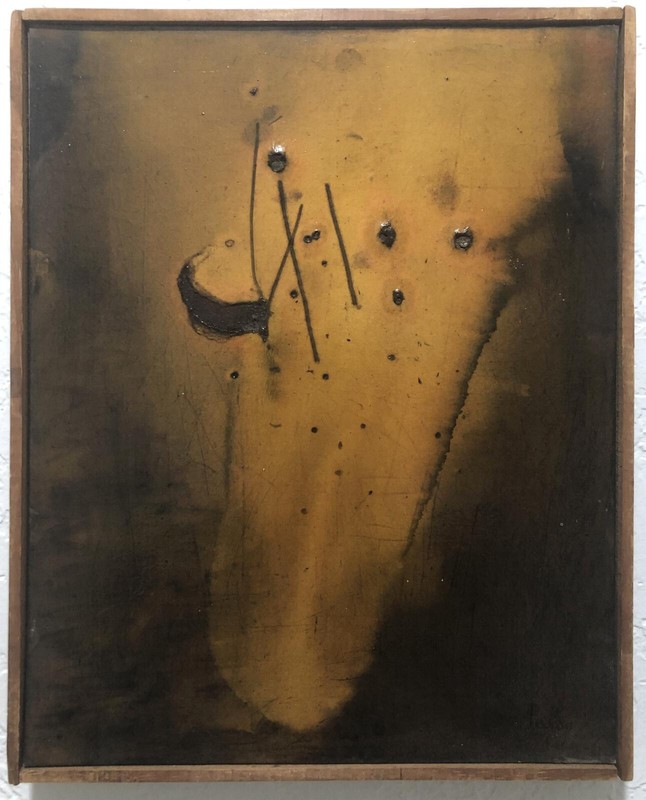 AVANT GARDE Spanish ~ PAIR ABSTRACT PAINTINGS ~ 1961 Listed Artist EXHIBITED gallery