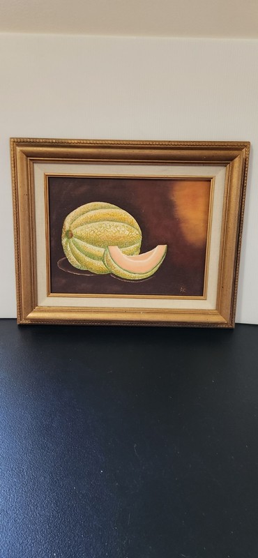 Vintage Oil Painting Gold Wood Frame Fruit 16″ X 13 1/2″ Signed Still Life