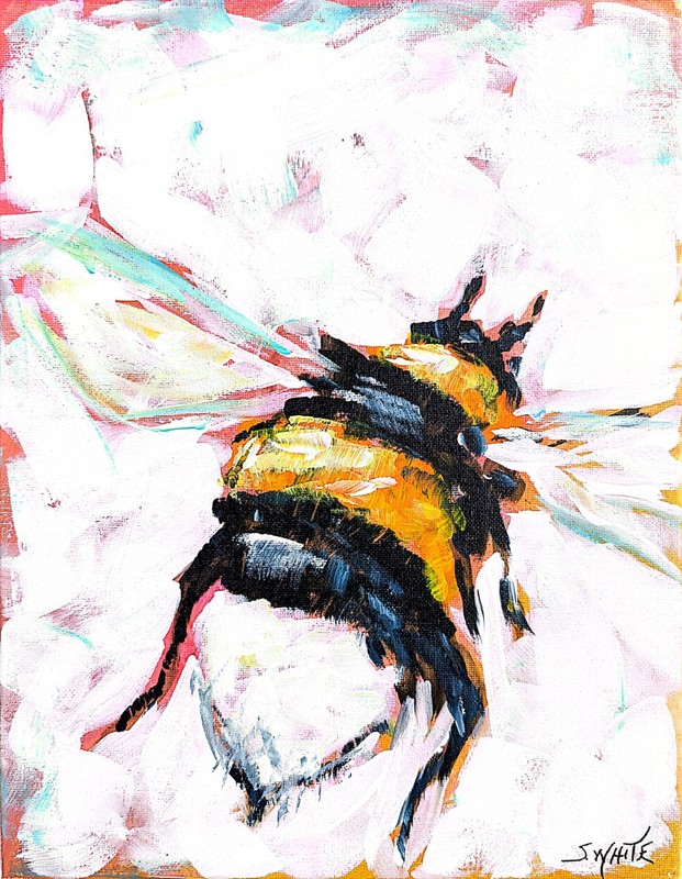 Bumblebee Original Painting Canvas Bumble Bee Insect Pop Art Gestural Expression gallery