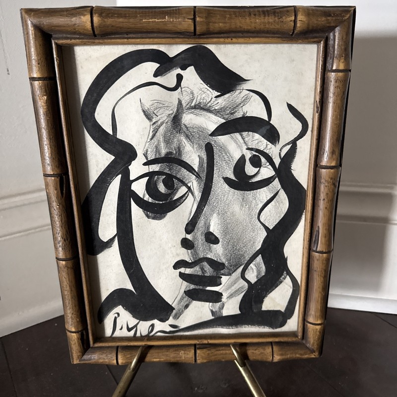 Peter Keil Early Abstract Cubist Portrait Painting 14” X 10” Horse Equestrian