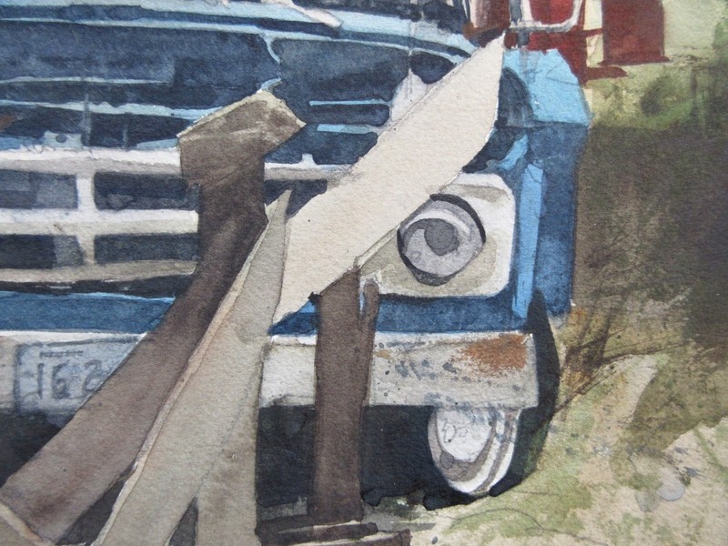 Thomas Sgouros (1927-2012) Dry-docked Boat and Vintage Truck Watercolor Painting gallery