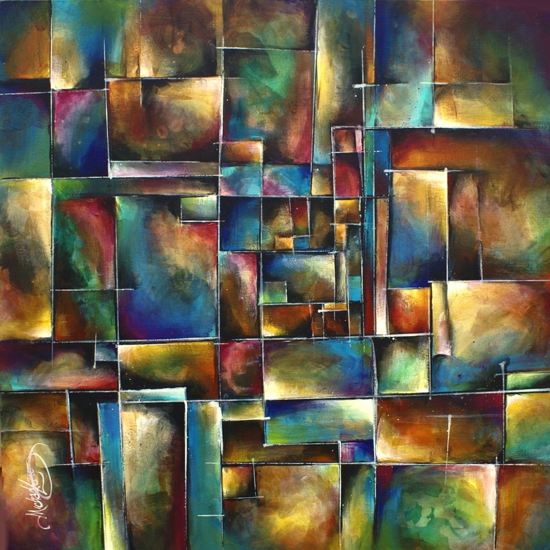Aa Art Painting Large Modern 36 x 36 x 1.5 Geometric Original C.O.A. Mike Lang gallery