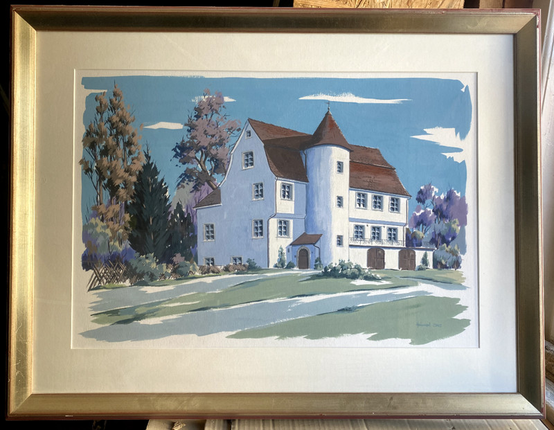 Oil painting Heimerl signed °frame manor house castle painting frame