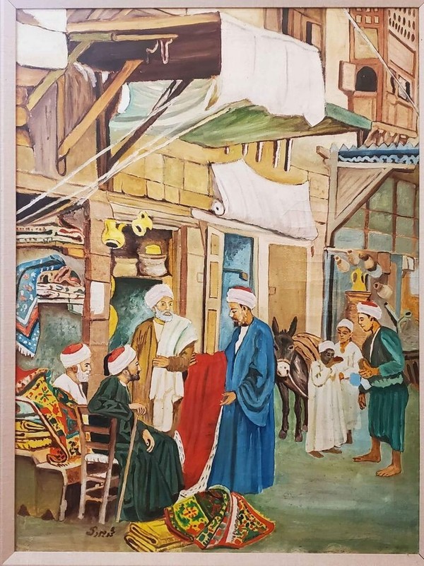 After Federico Bartolini «The Carpet Seller» Middle Eastern Street Scene Paintin