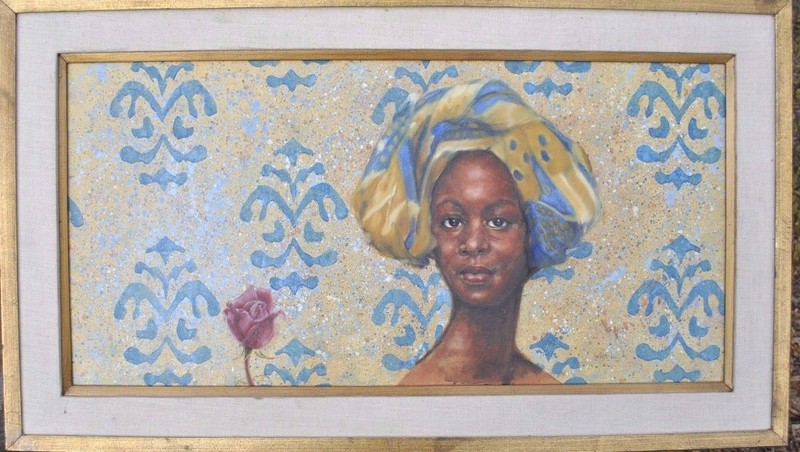 BEAUTIFUL Arthello Beck Original Painting African American Girl Texas Artist