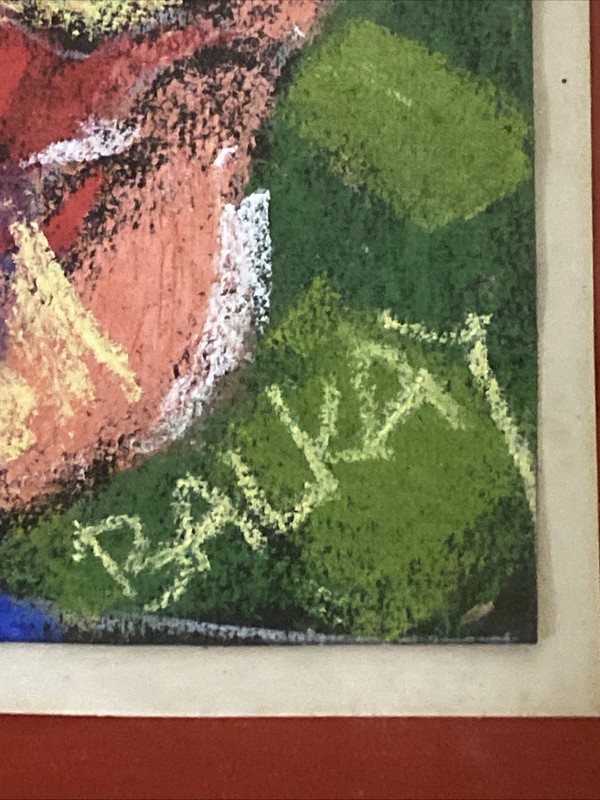 BALKAY Signed Pastel Clown, Expressionist, c.1970s–90s, Framed 9x12, Hungary Art gallery