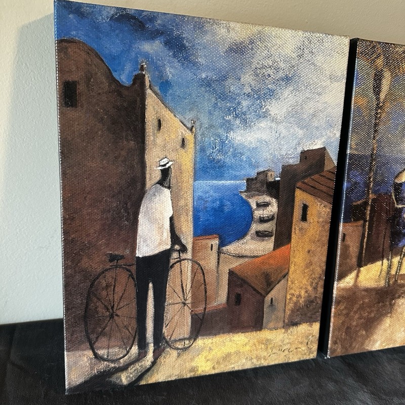 Coffee & Sunset by Lourenco 2-pc Gallery Wrapped Canvas Giclee Set, 11 x 14 Inch gallery
