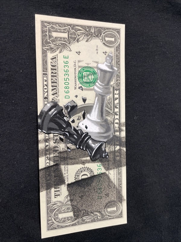 Checkmate The Game Of Life 1 Dollar Bill painting Graffiti Art Street Art gallery