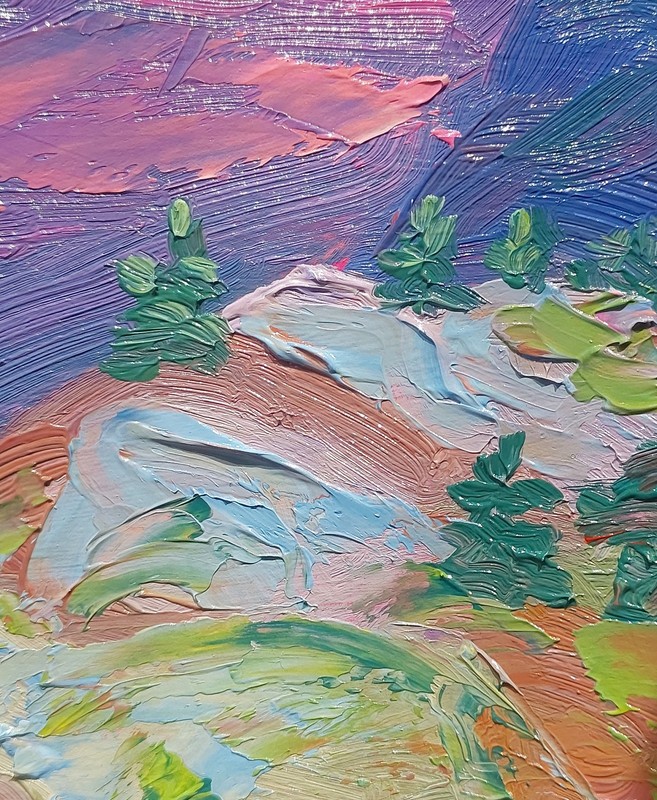 Original Acadia National Park Landscape 6x8 Oil on Paper Sunset Mountain River gallery