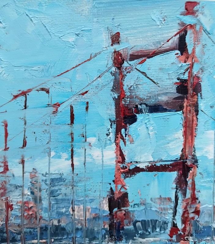 San Francisco Golden Gate Bridge oil painting 100% handmade original 10x10" art gallery