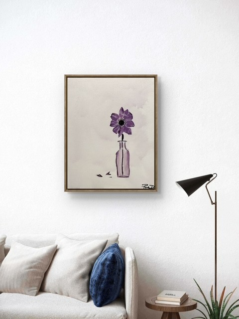 Original Contemporary Expressionist Purple Floral 14x11 Canvas Signed gallery