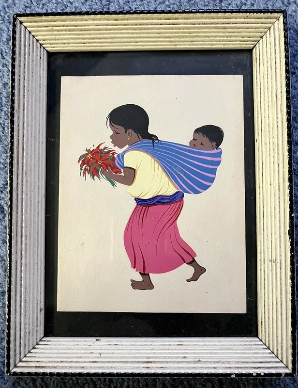 Vintage Mexican Paintings Framed Boy And Girl Children Child Lot Of TWO Mexico gallery
