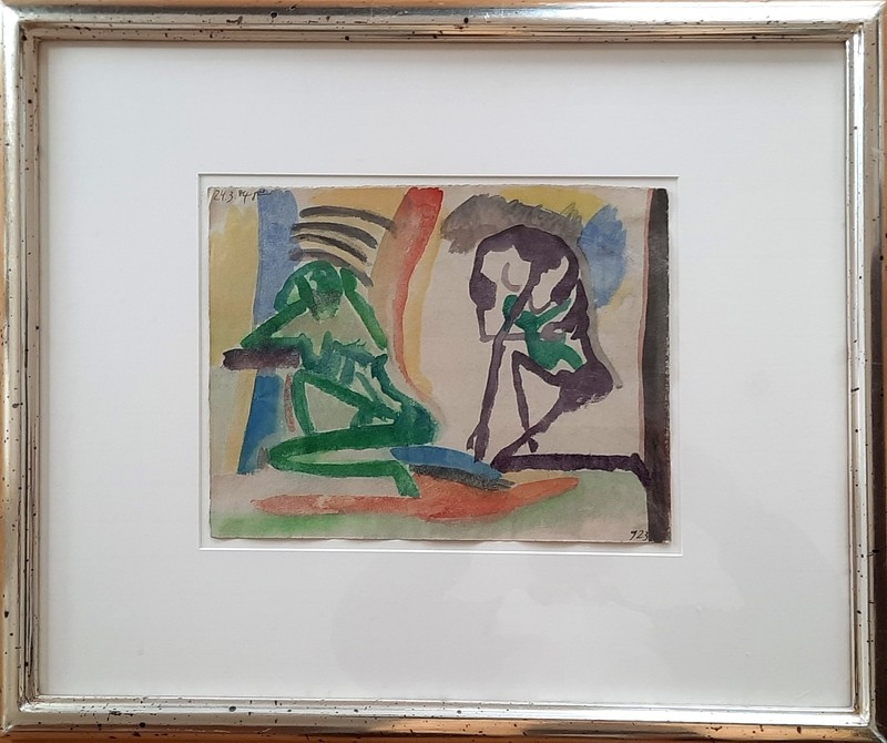 Lusici, original drawing watercolor, in real silver model frame