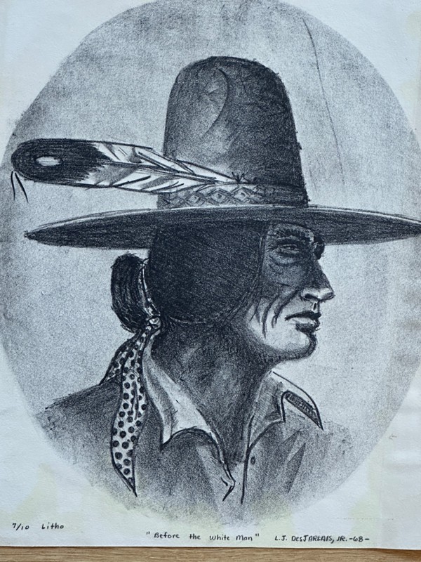 LARRY J DESJARLAIS JR NATIVE AMERICAN CHIPPEWA LITHO 7/10 1968 15″ X 12.75″