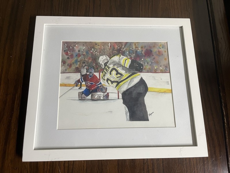 Signed J Lagasse Original Watercolor – Bruins #33 Chara Hockey Art