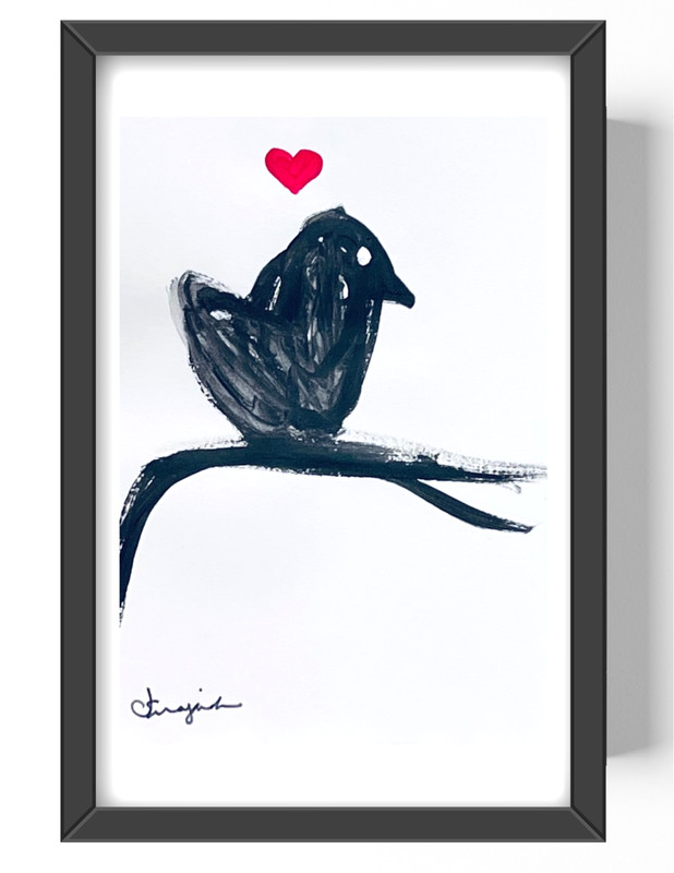 Guajardo Art Love Bird 9X6 Paper Unique Neo Expressionism