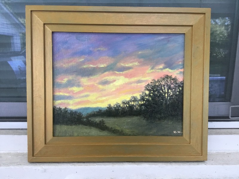 COUNTRY NIGHTFALL - original framed 8X10 oil landscape painting by K. McDermott gallery