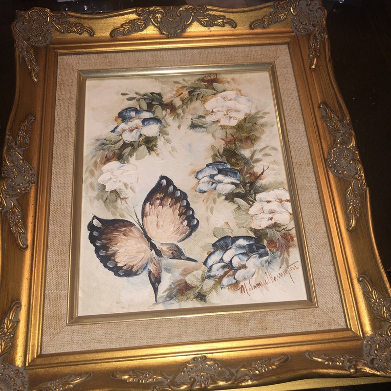 Original Butterfly Flower Framed Canvas 3D Painting Margie Harrington West Texas