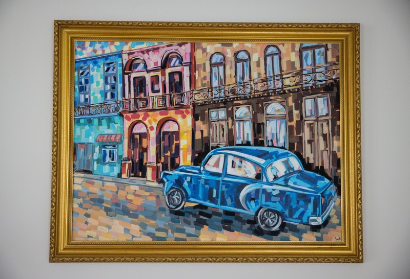 Havana Vibes–Original Acrylic Painting|48×36 in|Colorful Cuban Street Scene