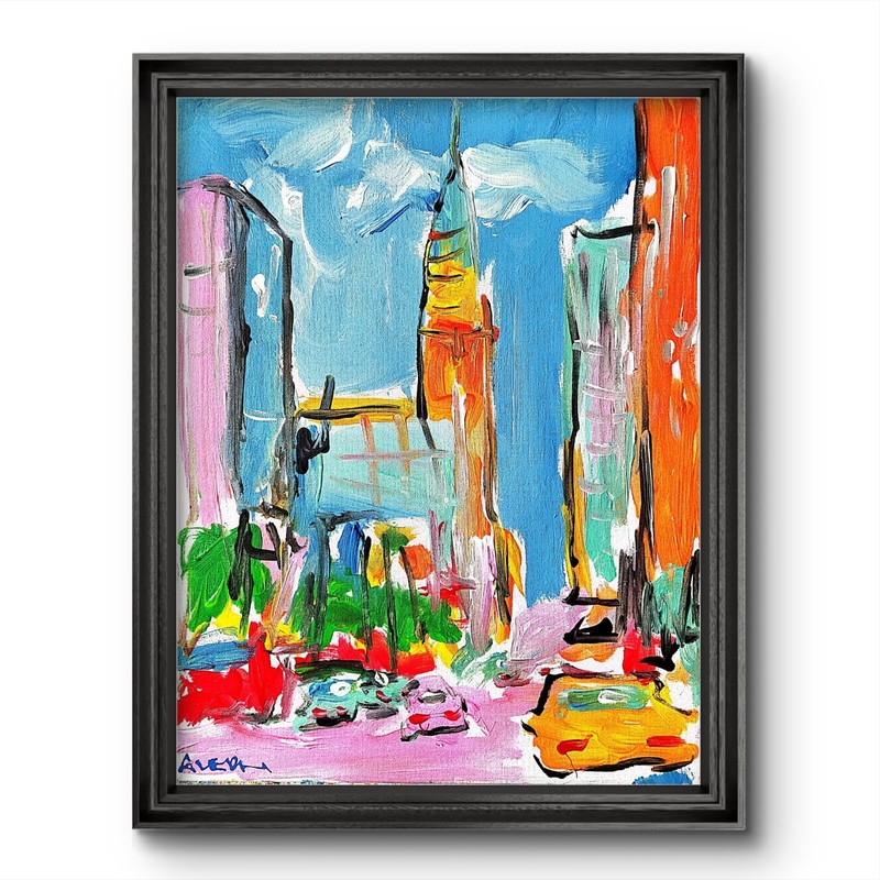 Original Art 11×14 Cityscape Neo Expressionist Canvas Contemporary Fine Art