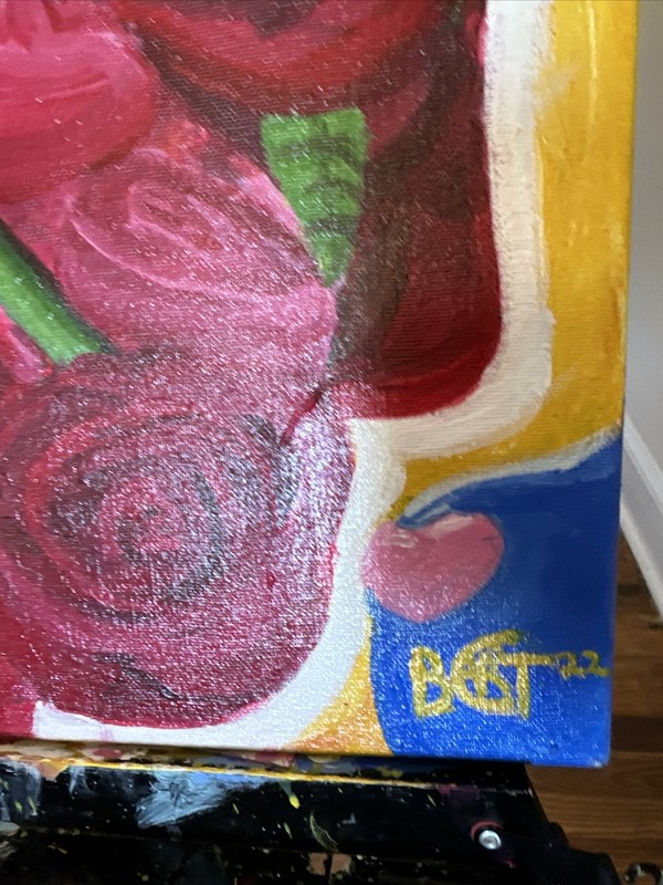Red Rose Bouquet Large Acrylic Painting On Canvas gallery