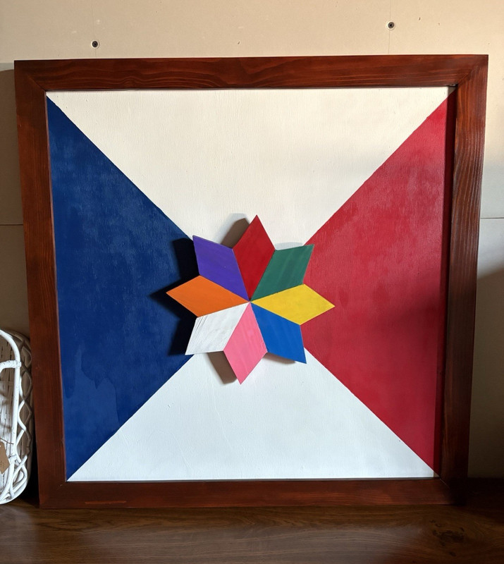 Barn quilt Framed Abstract Star Painting – Medium 24 in, Single Piecebarb