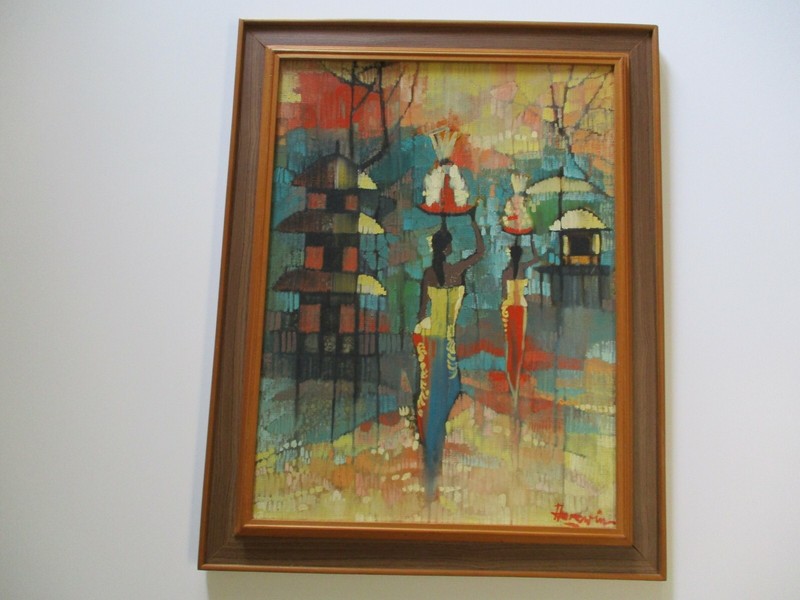 VINTAGE ASIAN PAINTING CHINESE THAI? MYSTERY ARTIST POINTILLIST EXPRESSIONIST gallery
