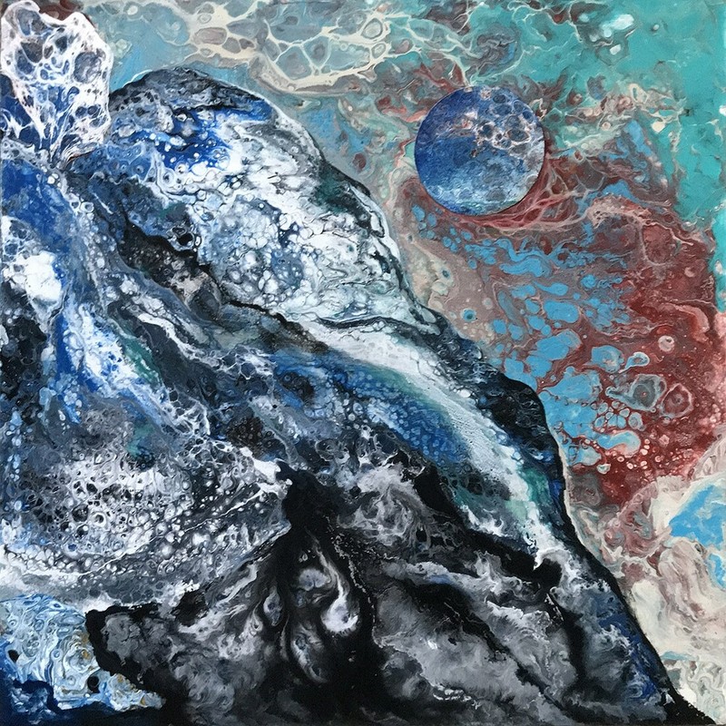 Ice Mountain Acrylic Abstract Unique Original Art by Artist