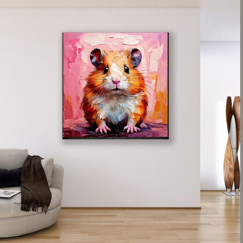 ORIGINAL Oil PAINTING on Canvas Hamster Textured Art 8x8 in Impasto Custom Order gallery