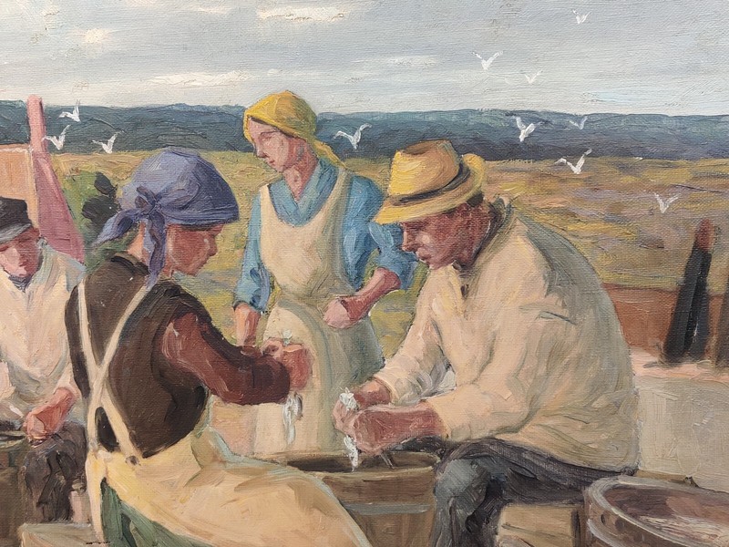 Axel Hansen (1896-1936): CLEANING FISH, original oil painting gallery