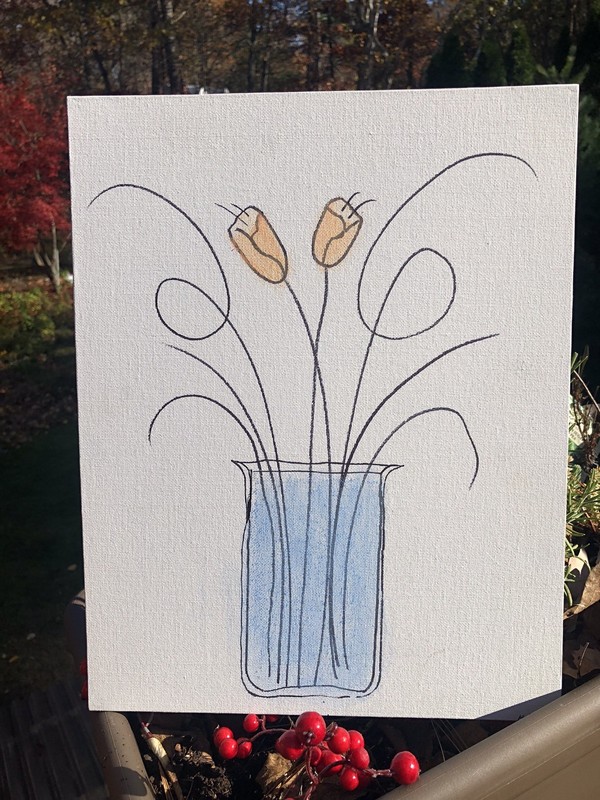 FRAMED Pastel Painting Two YELLOW Tulips FREE SHIPPING! gallery